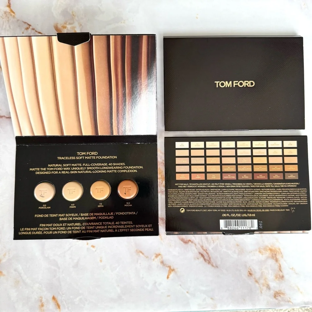 3 Tom Ford Traceless Soft Matte Foundation Sample Packet Porcelain Fawn Sepia